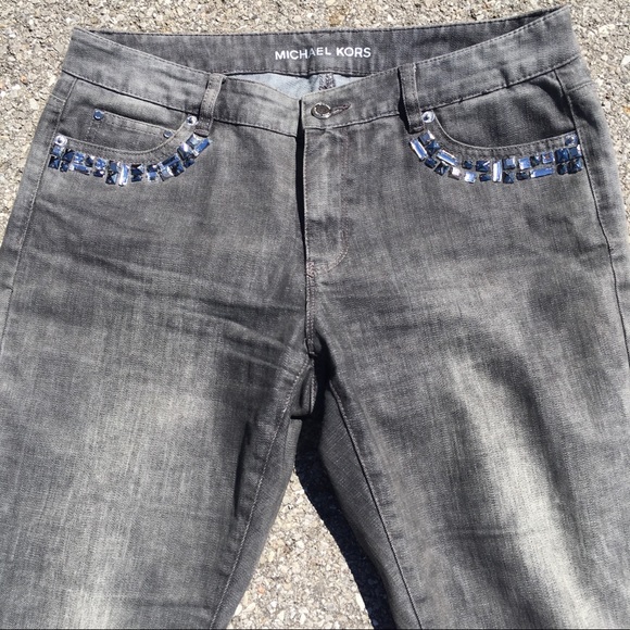 Michael Kors Gem Embellished Cropped Skinny Jeans - Picture 2 of 8